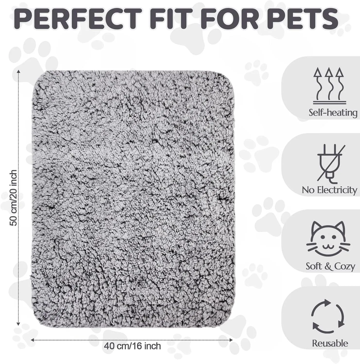 1 Pack Self Warming Cat Bed Pad Self Heating Cat Mat 16 x 20 Inch Cat Warmer Bed Mat for Feral and Indoor Washable Thermal Pet Kennel Pad with Anti-Slip Bottom(Gray)