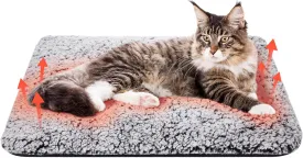 1 Pack Self Warming Cat Bed Pad Self Heating Cat Mat 16 x 20 Inch Cat Warmer Bed Mat for Feral and Indoor Washable Thermal Pet Kennel Pad with Anti-Slip Bottom(Gray)