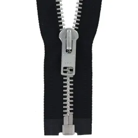#10 Metal, Black, 28" YKK Separating Jacket Zipper with Aluminum Teeth, #9JK-28-BLK-N