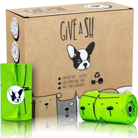 100% Certified Home Compostable Dog Poop Bags - 10% to Charity - ASTM D6400 & EN 13432 Compliant Dog Waste Bags - 240 Bags - 16 Rolls of Plant Based Compostable Poop Bags