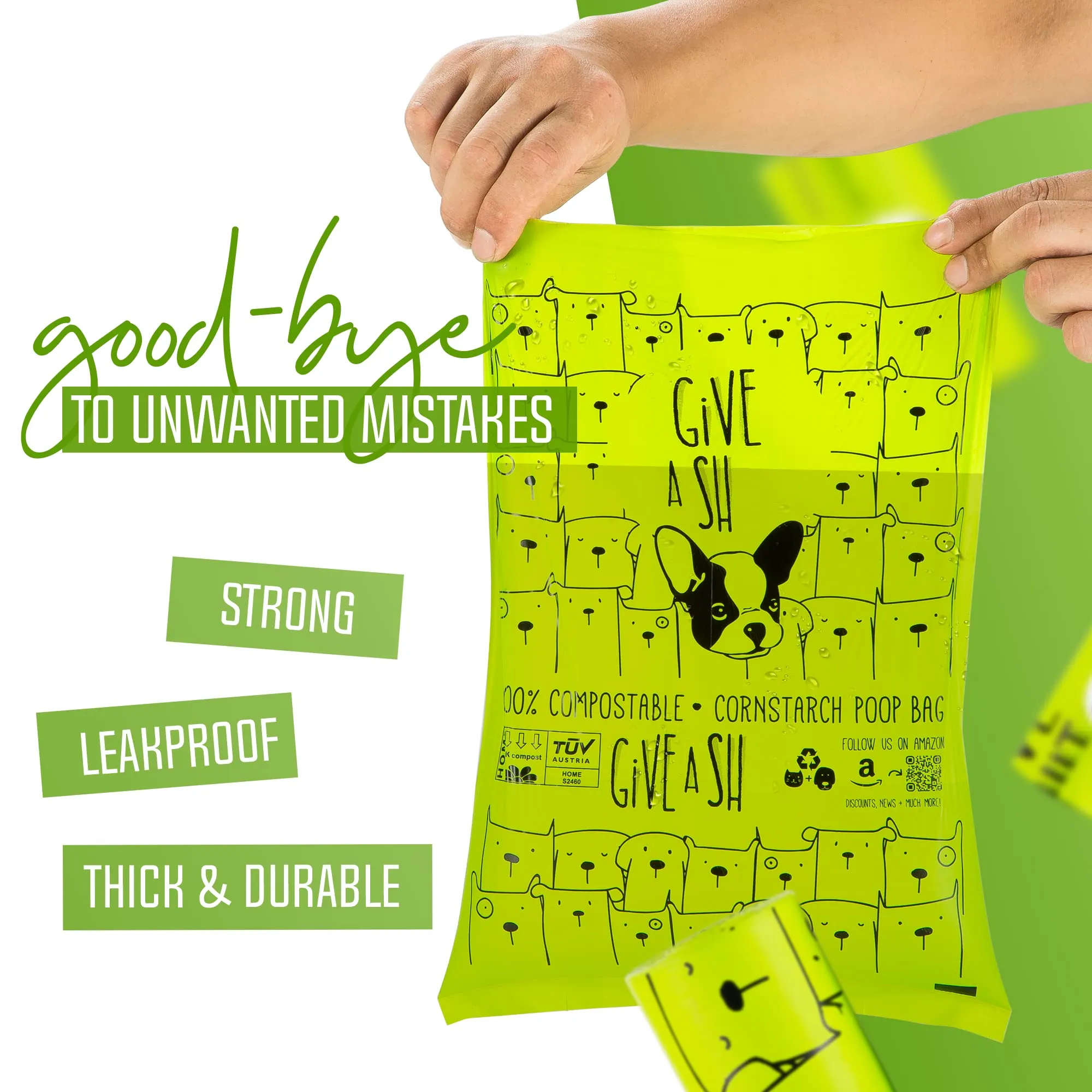 100% Certified Home Compostable Dog Poop Bags - 10% to Charity - ASTM D6400 & EN 13432 Compliant Dog Waste Bags - 240 Bags - 16 Rolls of Plant Based Compostable Poop Bags