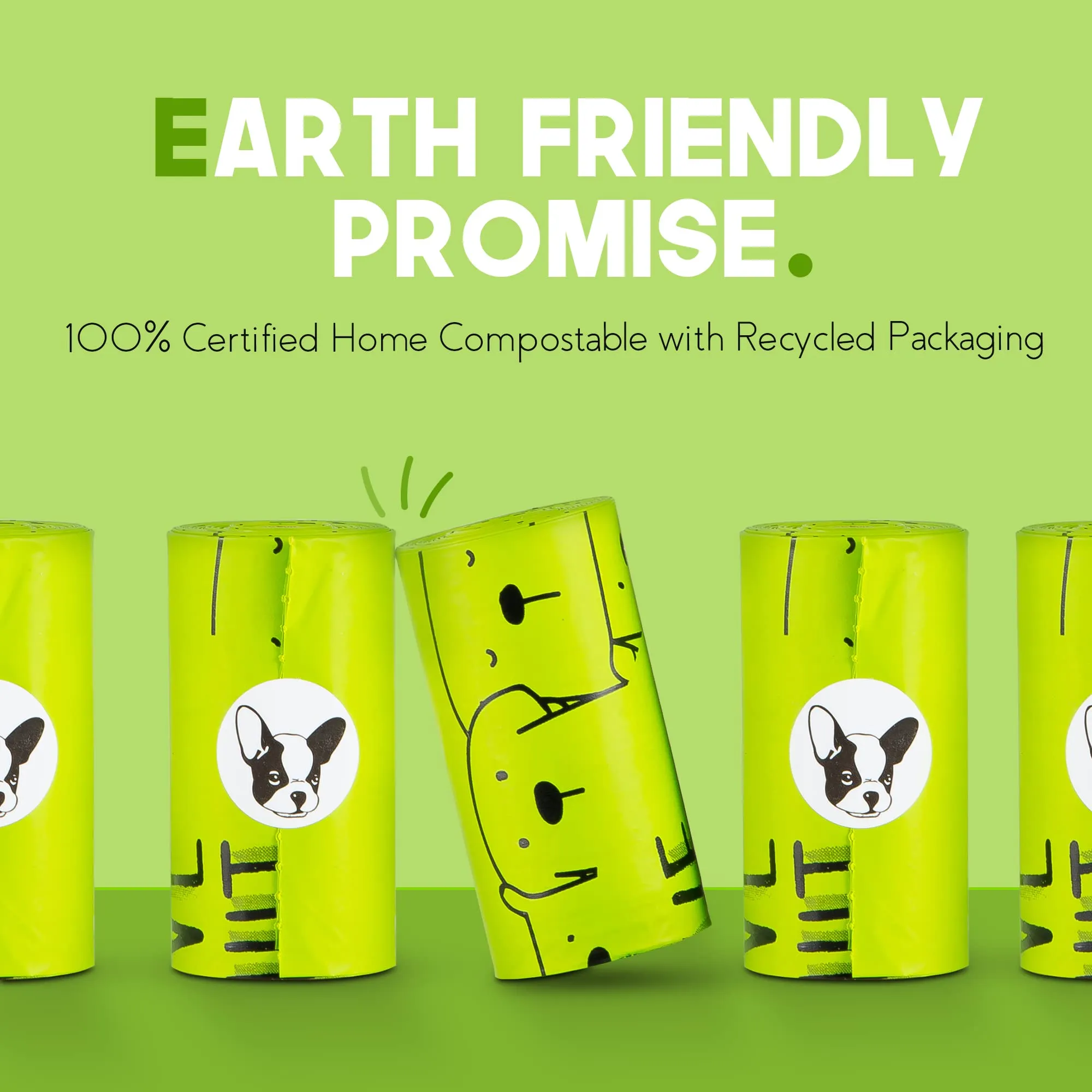 100% Certified Home Compostable Dog Poop Bags - 10% to Charity - ASTM D6400 & EN 13432 Compliant Dog Waste Bags - 240 Bags - 16 Rolls of Plant Based Compostable Poop Bags