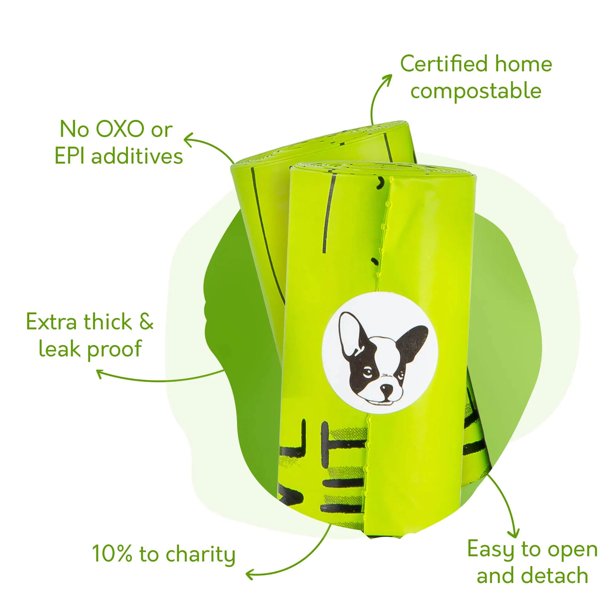 100% Certified Home Compostable Dog Poop Bags - 10% to Charity - ASTM D6400 & EN 13432 Compliant Dog Waste Bags - 240 Bags - 16 Rolls of Plant Based Compostable Poop Bags