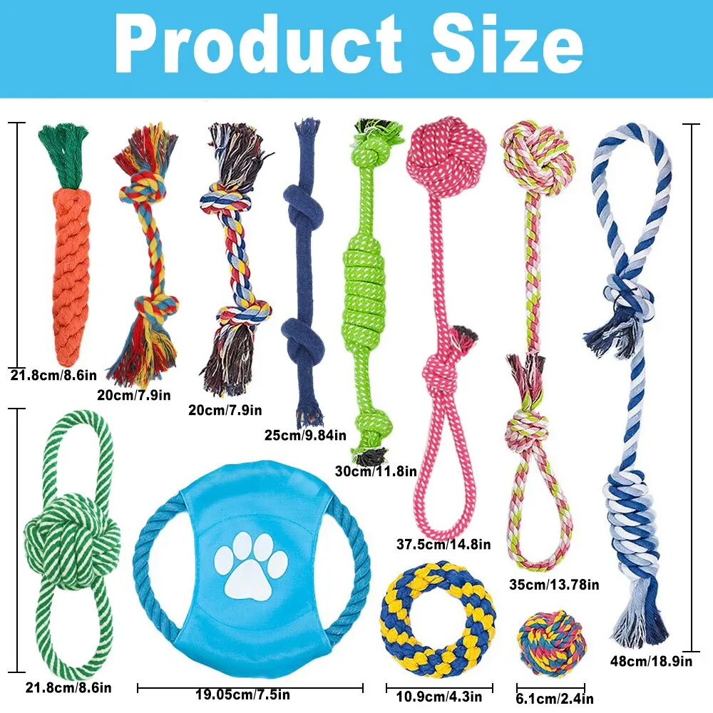 12  pieces Large Dog Toy Sets Chew Rope