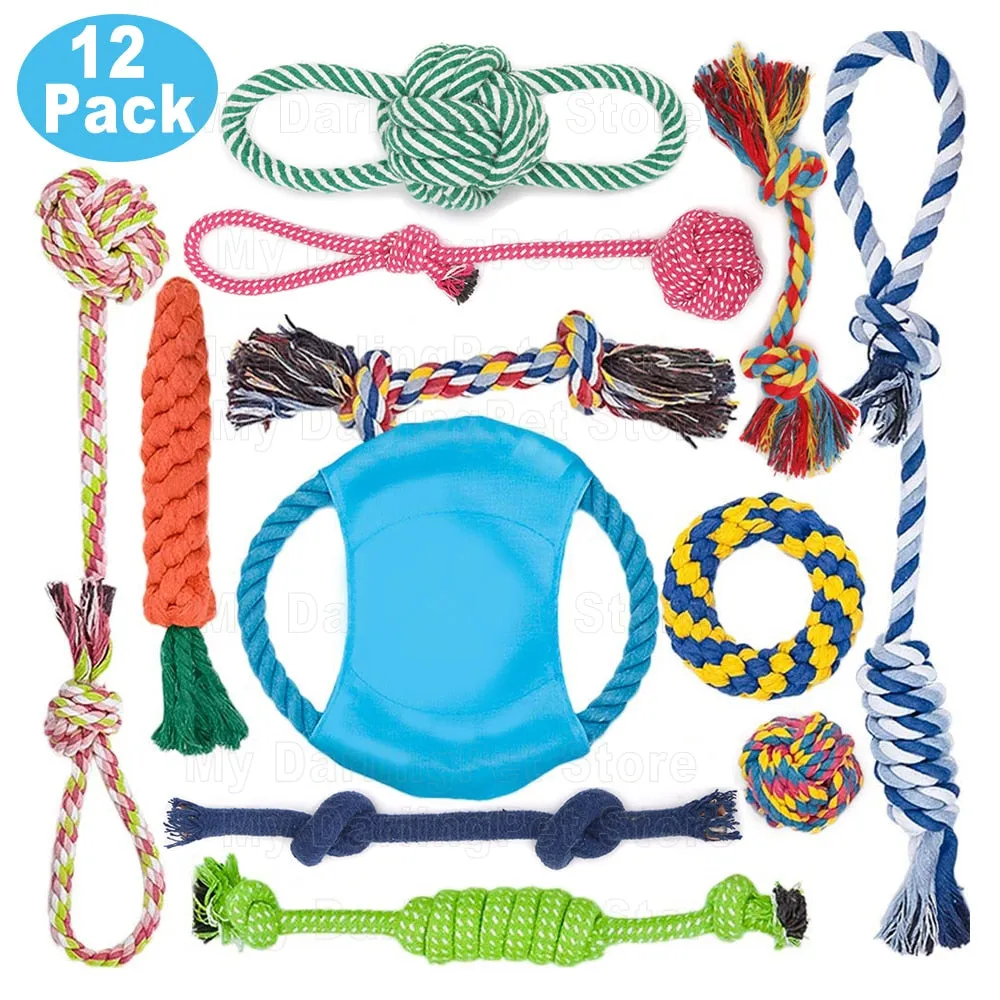 12  pieces Large Dog Toy Sets Chew Rope