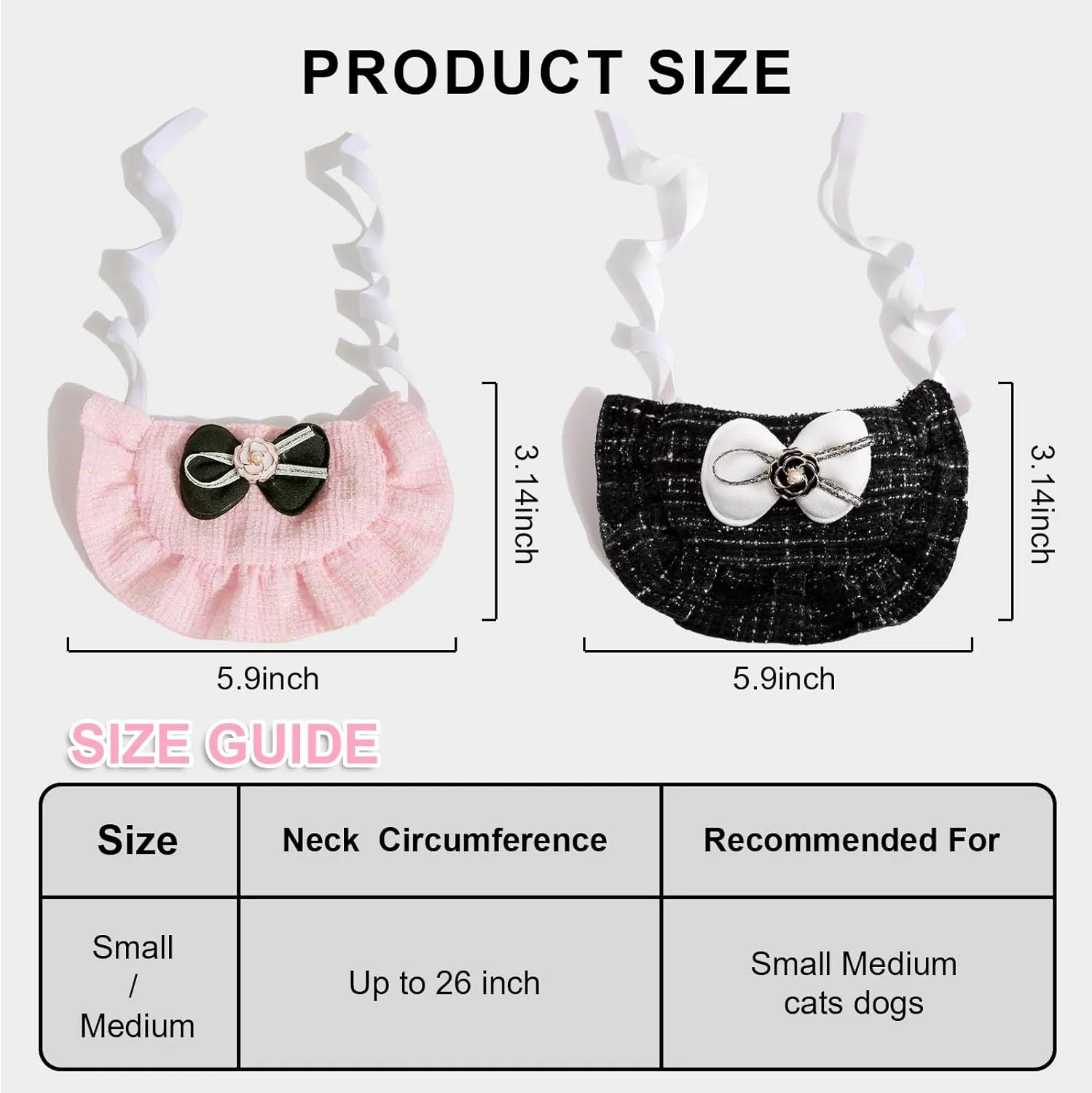2PCS Cat Beret Hat with Camellia, Adjustable Bow Bandana Scarf Set Pet Princess Costume for Halloween Christmas, Cat Dog Birthday Party Apparel (Camellia)