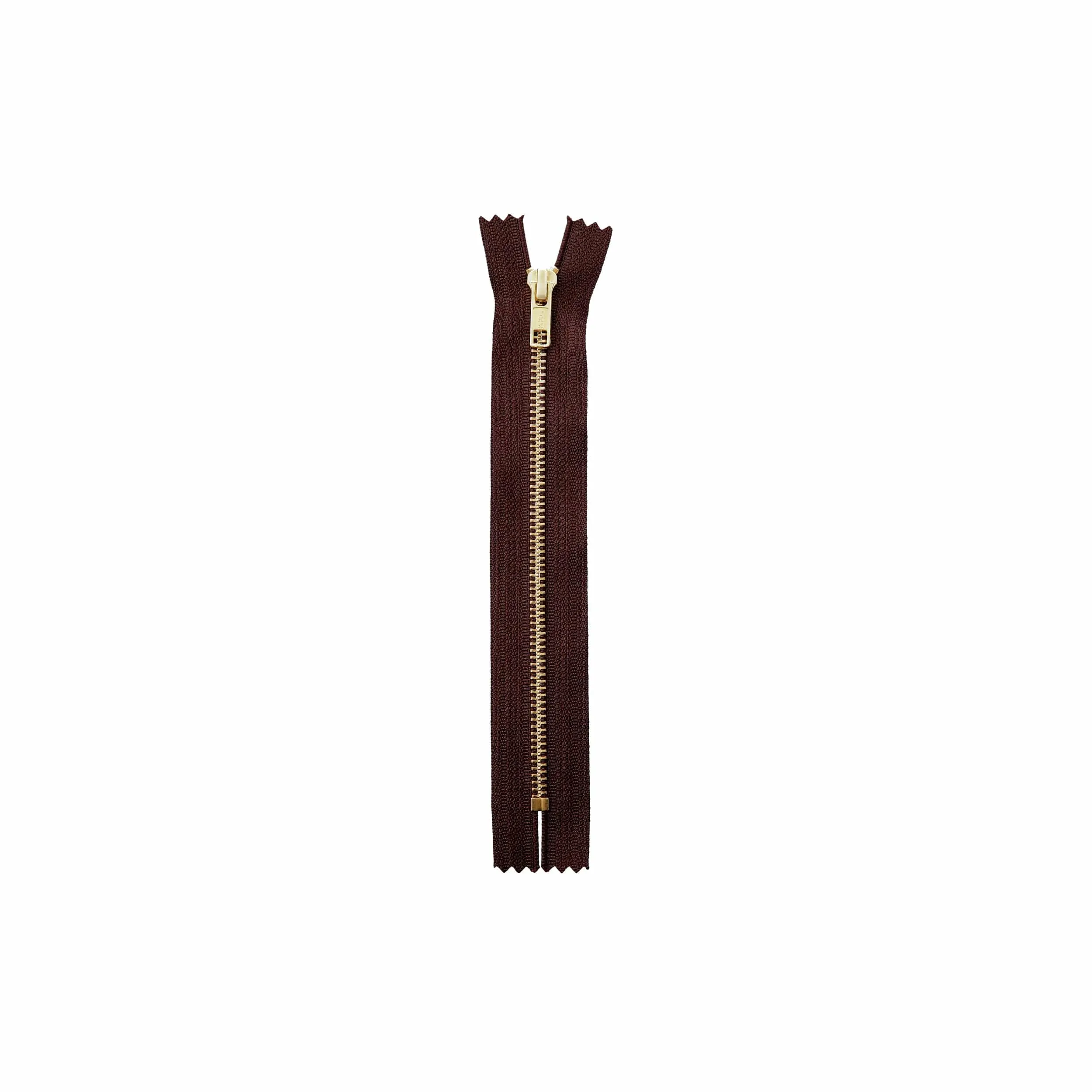#6 Metal, Brown, 8" YKK Closed End Zipper with Brass Teeth, #6CEB-8-BRO