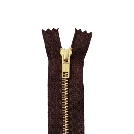 #6 Metal, Brown, 8" YKK Closed End Zipper with Brass Teeth, #6CEB-8-BRO