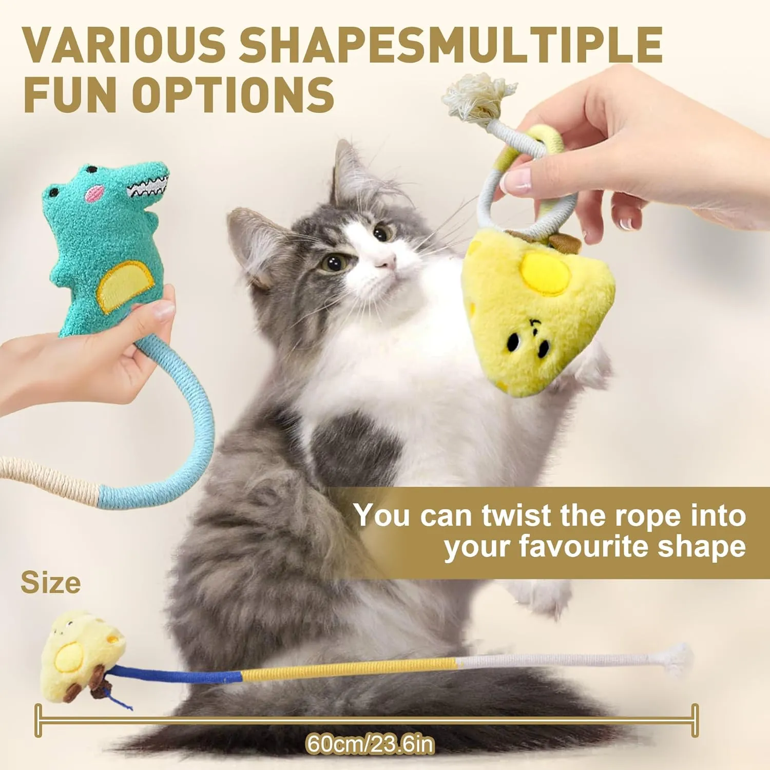 Anti-Bite Catnip Toy Set - Cat Chew Toys for Indoor Cats, Cleans Teeth, Promotes Digestion, Interactive Kicking Toys - Pack of 4