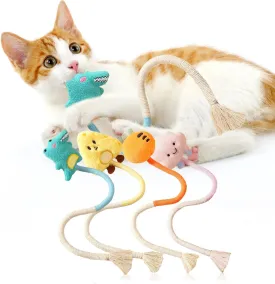 Anti-Bite Catnip Toy Set - Cat Chew Toys for Indoor Cats, Cleans Teeth, Promotes Digestion, Interactive Kicking Toys - Pack of 4