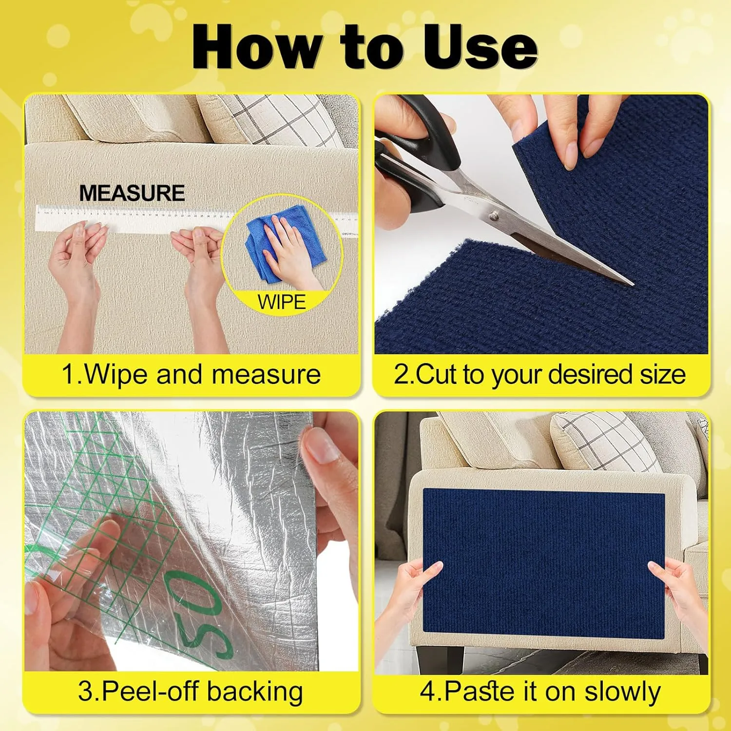 Bed Cat Scratcher Pad,47.2"x15.8"Cat Scratching Mat,Self-Adhesive Trimmable Anti Scratch Bed Couch Wall Corner Furniture Protector from Cat Claws,Easy Use for Cat Carpet/Door/Post