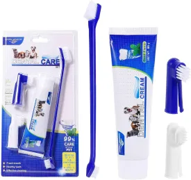 Best Dog Toothbrush & Toothpaste Kit for Pitsky and Other Mixed Breed Dogs Dogs - Natural Ingredients Reduce Plaque, Whiten Teeth, Freshen Breath