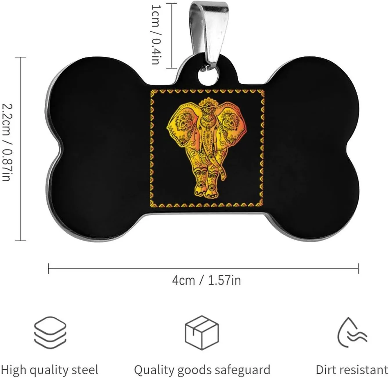 Bohemian Elephant Stainless Steel Pet ID Tags Personalized Dog and Cat Tags Cute Collar Tags Bone Shape