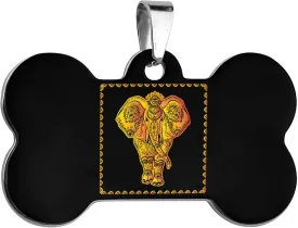Bohemian Elephant Stainless Steel Pet ID Tags Personalized Dog and Cat Tags Cute Collar Tags Bone Shape