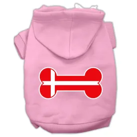 Bone Shaped Denmark Flag Screen Print Pet Hoodies Light Pink Size L (14)