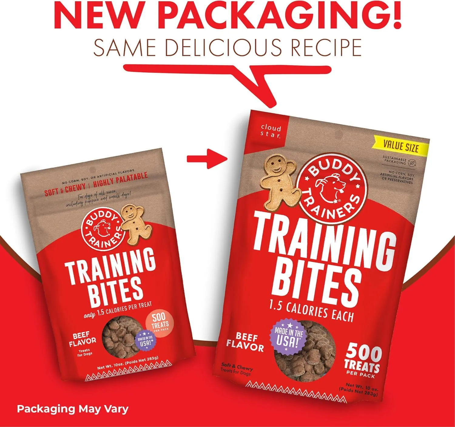 Buddy Biscuits Trainers Training Bites Soft & Chewy Dog Treats, Beef, 10 oz. Pouch