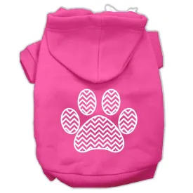Chevron Paw Screen Print Pet Hoodies Bright Pink Size XS (8)