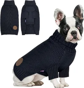 cyeollo Dog Sweaters for Small Dogs Turtleneck Knitted Sweaters with Leash Hole Fall Small Dog Clothes Winter Pets Apparel