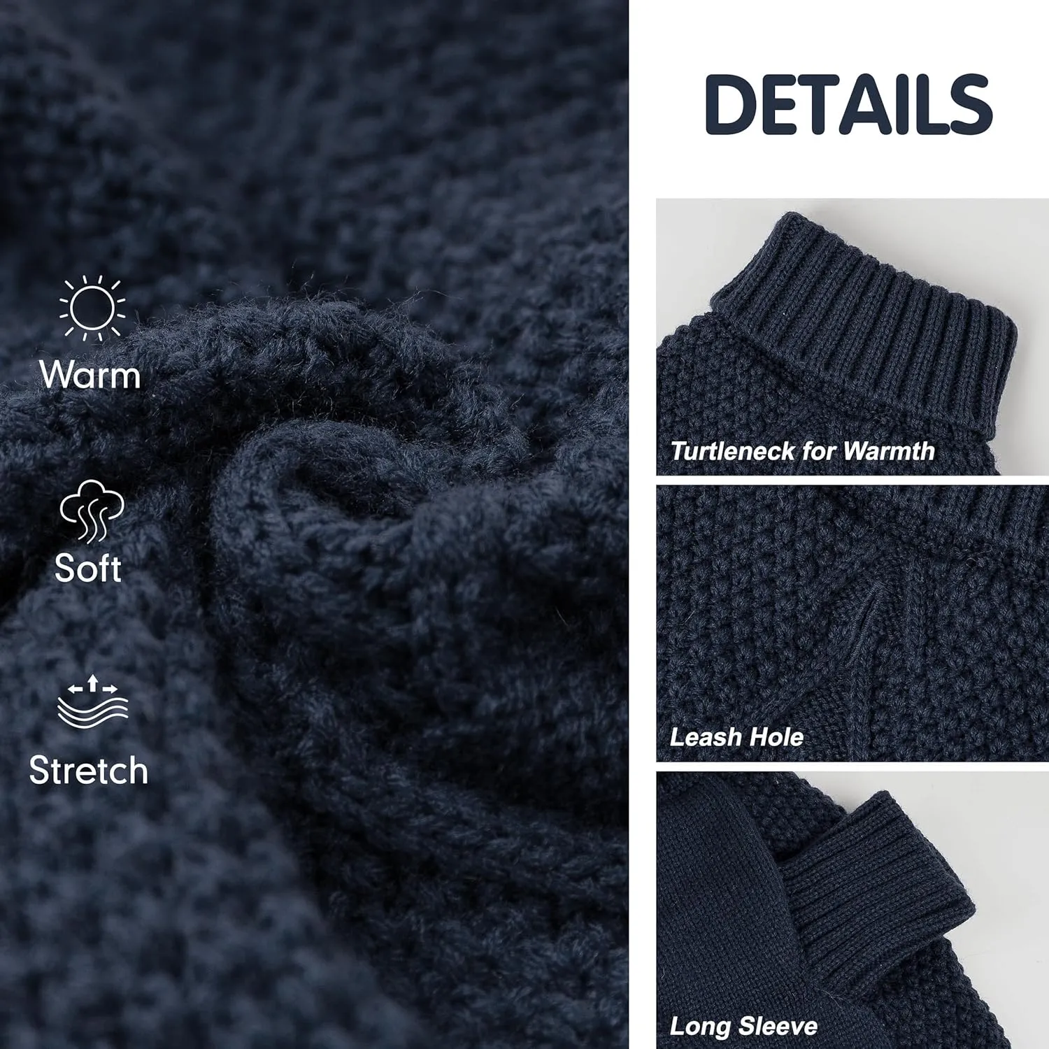 cyeollo Dog Sweaters for Small Dogs Turtleneck Knitted Sweaters with Leash Hole Fall Small Dog Clothes Winter Pets Apparel
