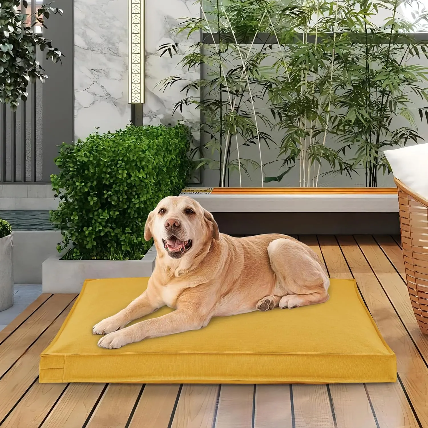 Dog Bed Covers Replacement Washable, Waterproof Dog Bed Cover with Zipper, 44Lx32Wx3H inch Durable Oxford Pet Bed Cover for Outdoor/Indoor Use, Cover Only, Yellow