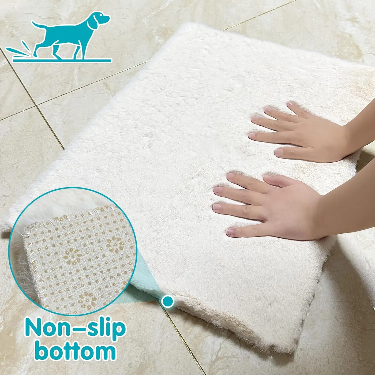 Dog Bed Mat Crate Pads for Dog Cages 30x21 Inch Washable Anti-Slip Dog Kennel Pad Soft Small Puppy Cage Cushion Liner, Beige