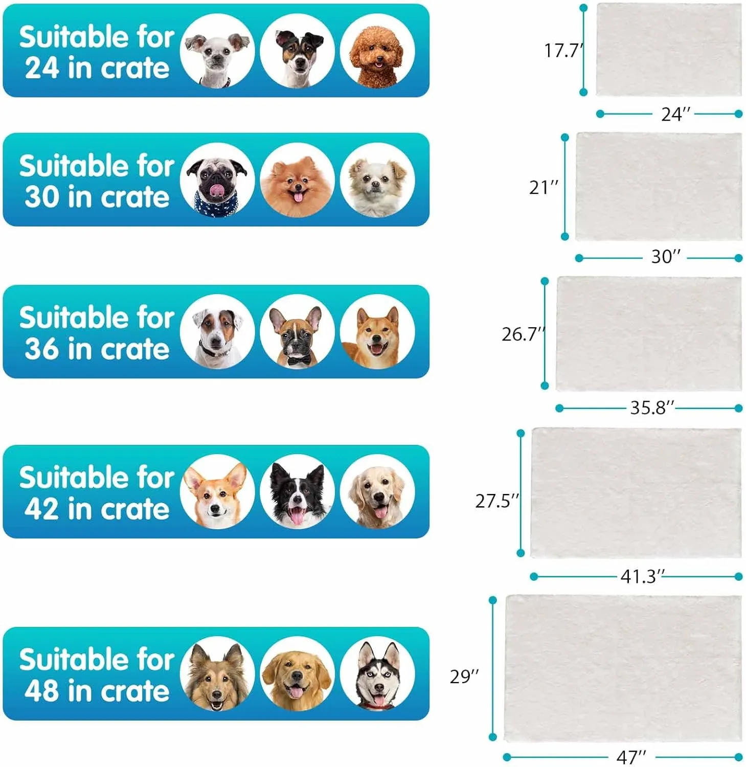 Dog Bed Mat Crate Pads for Dog Cages 30x21 Inch Washable Anti-Slip Dog Kennel Pad Soft Small Puppy Cage Cushion Liner, Beige