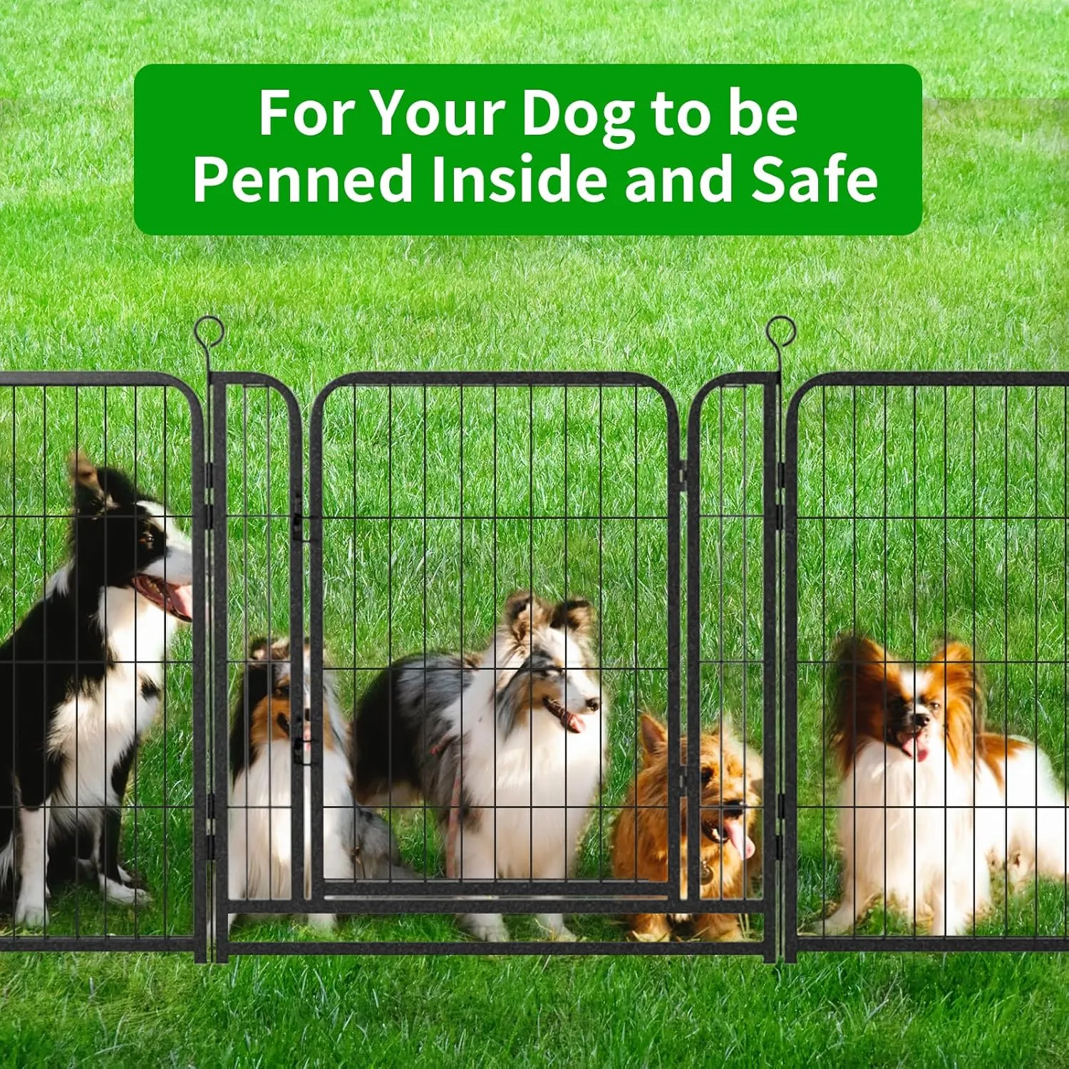 Dog Playpen Outdoor Extra Wide 16 Panels Heavy Duty Dog Fence 32" Height Anti-Rust with Doors Portable for RV Camping Yard, Total 42FT, 140 Sq.ft, Snowy Black