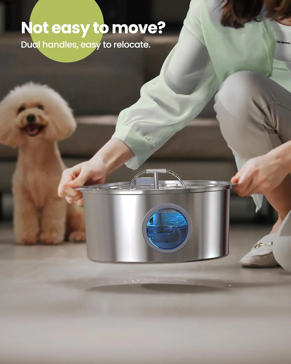 Dog Water Fountain for Large Dogs: 1.8Gal/7L Stainless Steel Dog fountains - Quiet Automatic pet Drinking Dispenser Indoor - Multiple Cats Watering Fountains for Pets Big Metal Bowls for Cats and Dogs