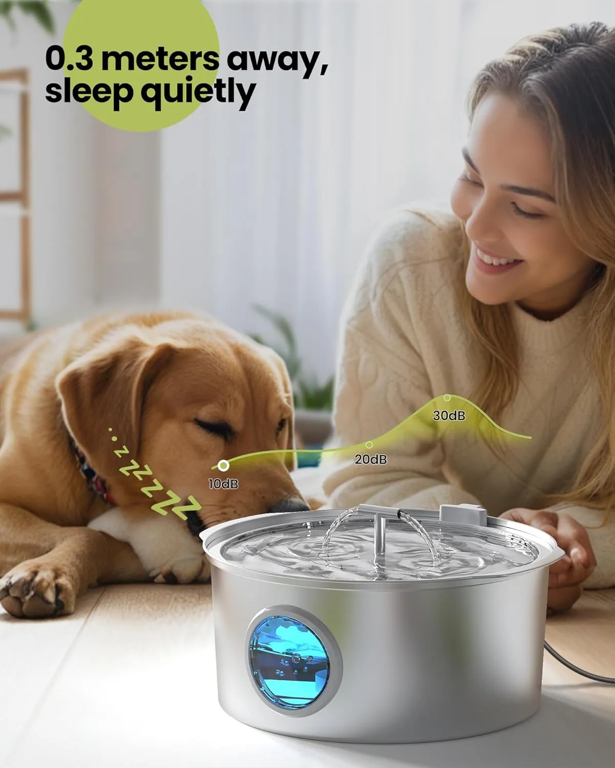 Dog Water Fountain for Large Dogs: 1.8Gal/7L Stainless Steel Dog fountains - Quiet Automatic pet Drinking Dispenser Indoor - Multiple Cats Watering Fountains for Pets Big Metal Bowls for Cats and Dogs