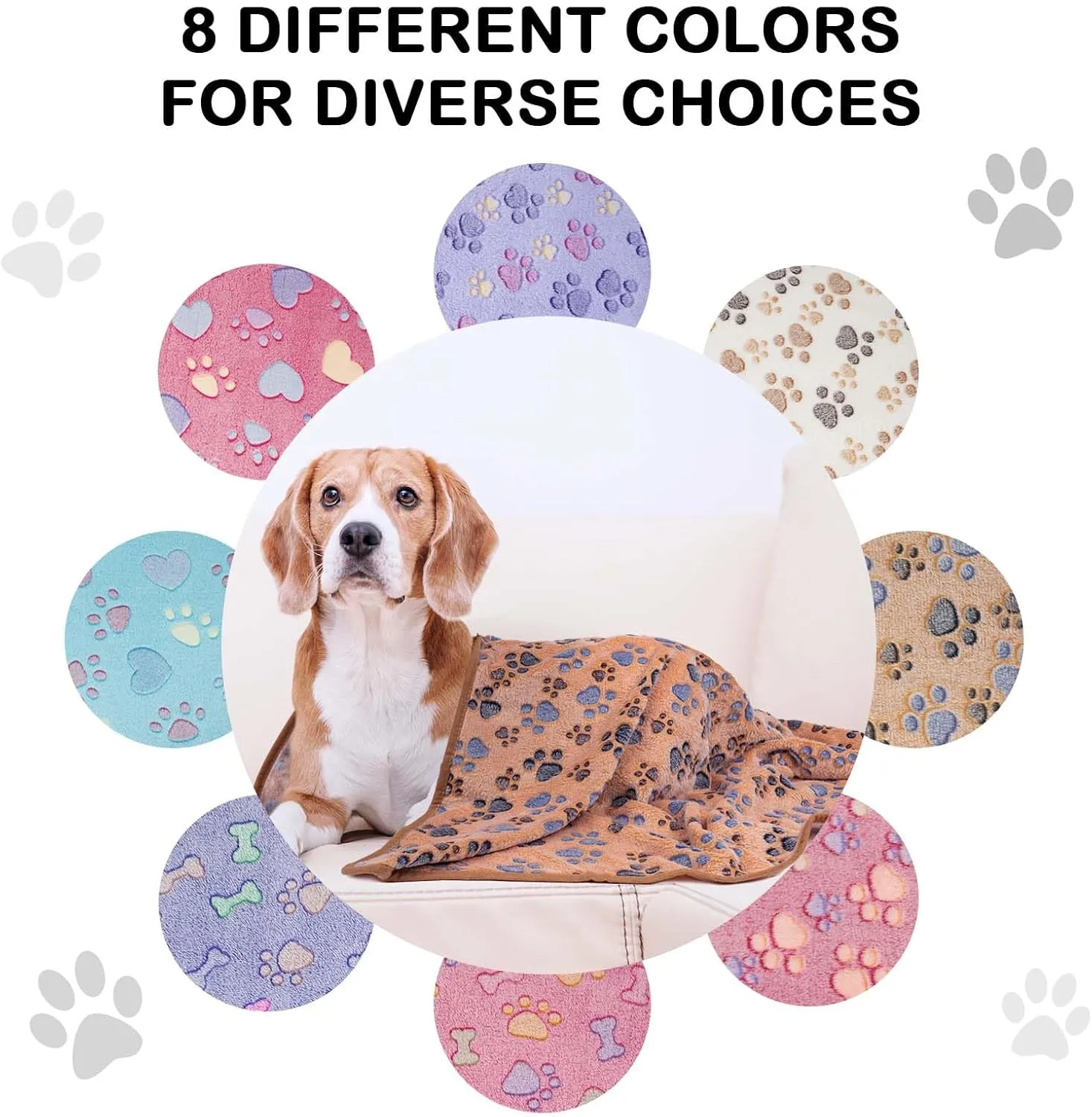 Dono 1 Pack 2 Dog Blankets, Soft Fluffy Fleece Pet Blanket Warm Sleep Mat Paw Print Design Puppy Kitten Throw Blankets Doggy Blanket for Dogs
