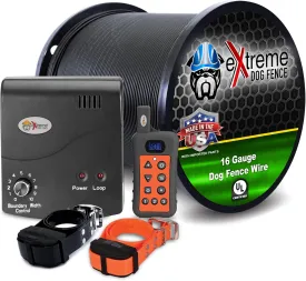 Electric Dog Fence   Remote Trainer - 2 Dog / 1000' of 16 Gauge Underground Dog Fence Wire (Up to 1 Acre) - Dual Solution to Contain and Train Your Dog(s) with a Single Collar