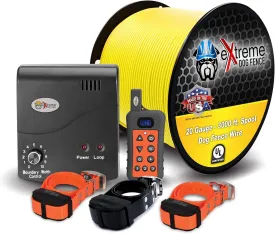 Electric Dog Fence   Remote Trainer - 3 Dog / 1000' of 20 Gauge Underground Dog Fence Wire (Up to 1 Acre) - Dual Solution to Contain and Train Your Dog(s) with a Single Collar