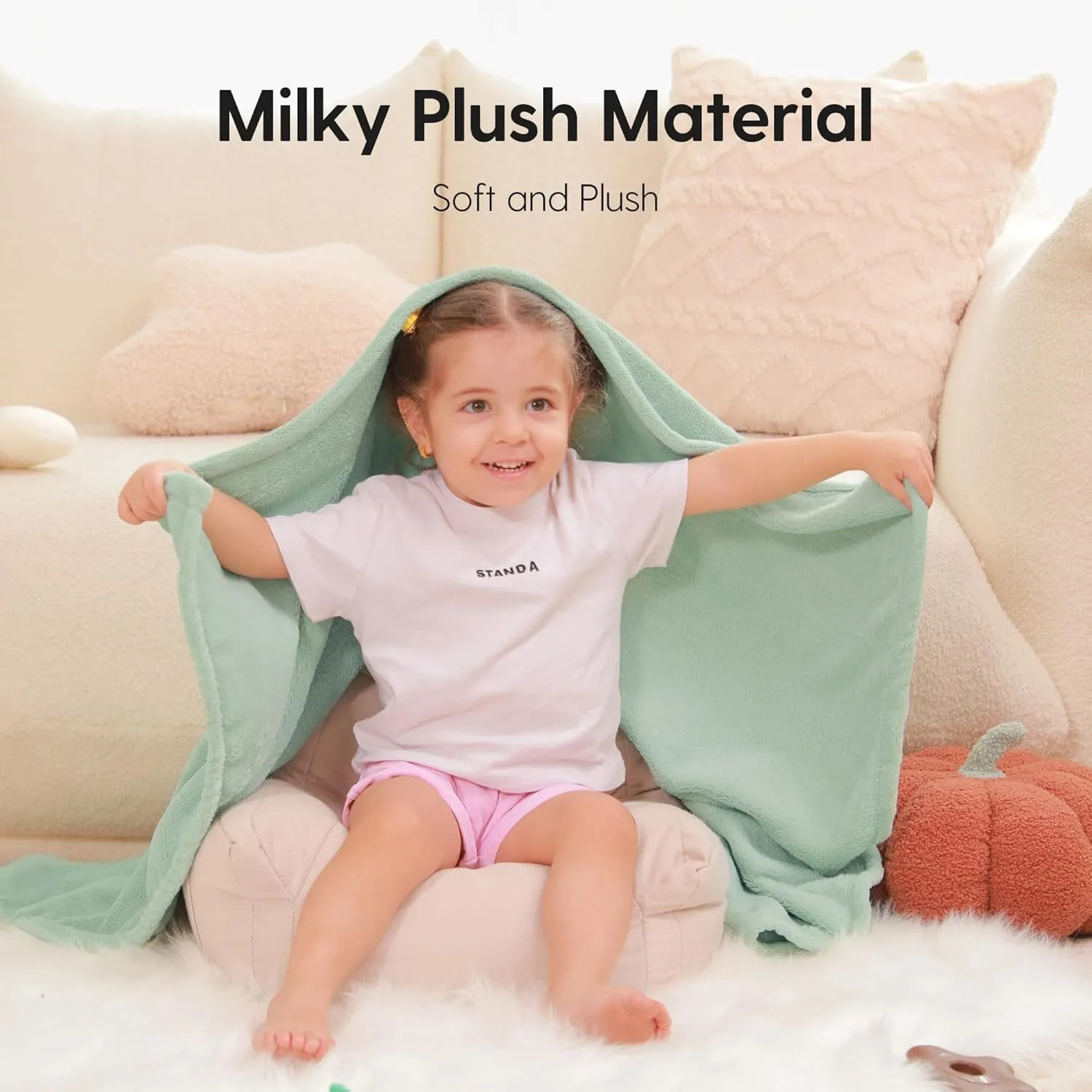 Fleece Baby Blankets Neutral for Boys and Girls, Ultra Soft Cozy 40 * 40 inchs Square Bed Blanket, Lightweight Toddler Newborn Receiving Blankets for Crib Stroller, Soft Green