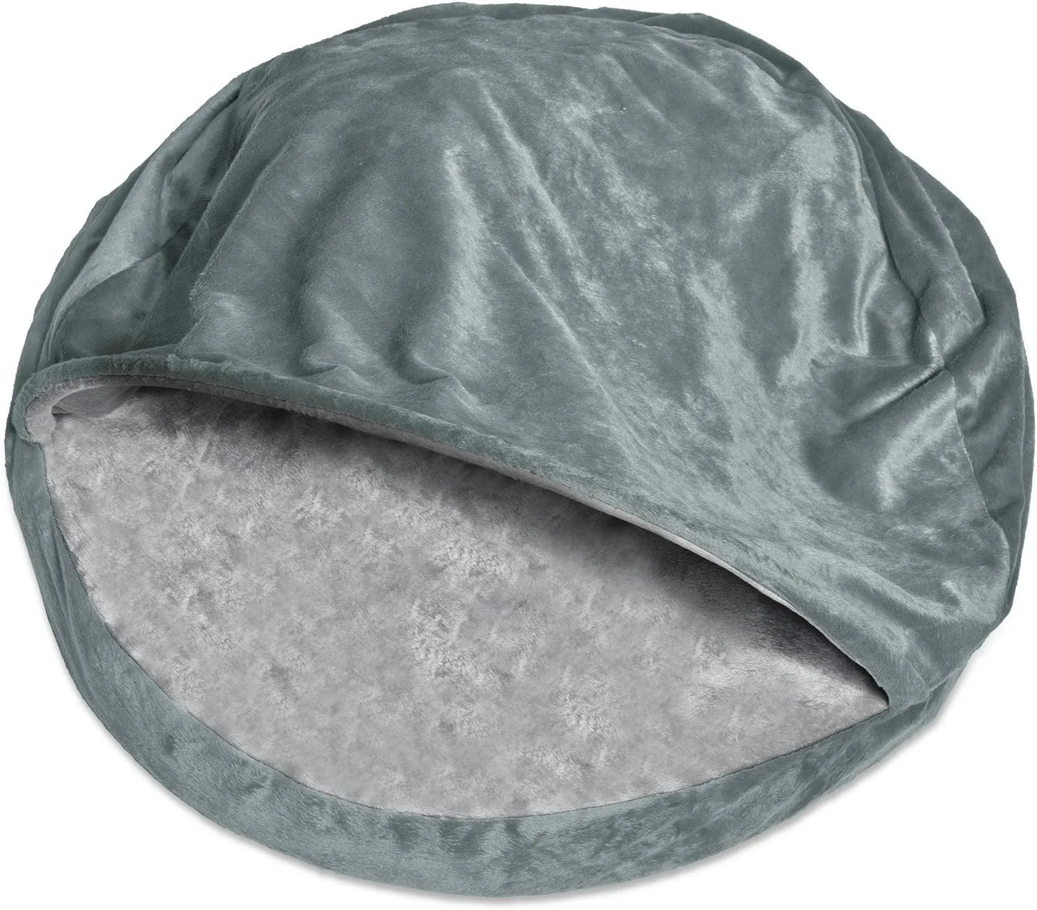 Furhaven 26" Round Orthopedic Dog Bed for Medium/Small Dogs w/ Removable Washable Cover, For Dogs Up to 30 lbs - Microvelvet Snuggery - Navy (Blue), 26-inch