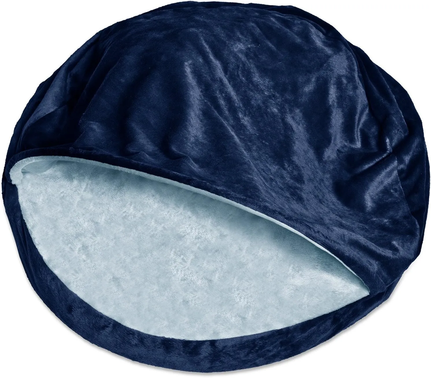 Furhaven 26" Round Orthopedic Dog Bed for Medium/Small Dogs w/ Removable Washable Cover, For Dogs Up to 30 lbs - Microvelvet Snuggery - Navy (Blue), 26-inch