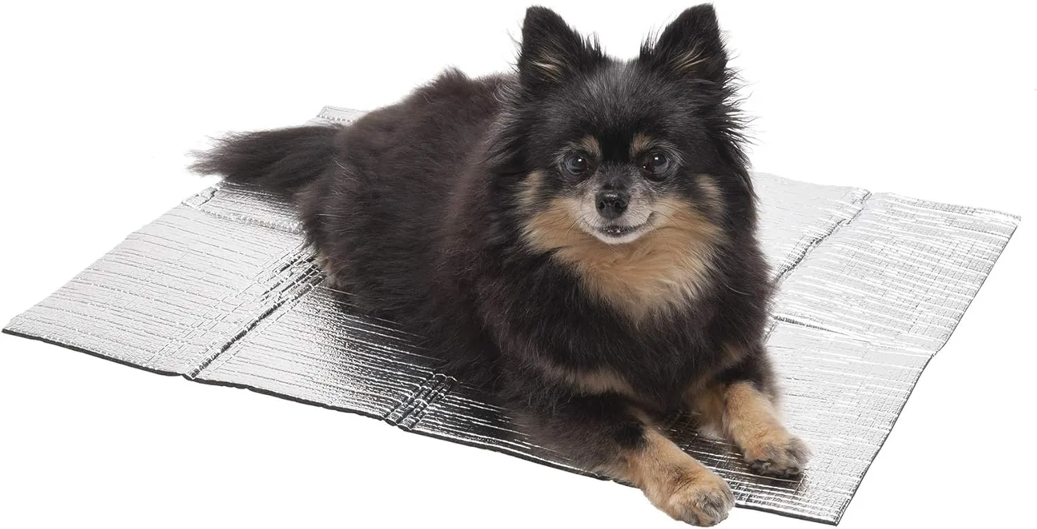 Furhaven Self-Warming Mat for Dogs Beds & Blankets, Electricity-Free & Reflects Body Heat - ThermaPup Reflective Thermal Insert - Silver, Small
