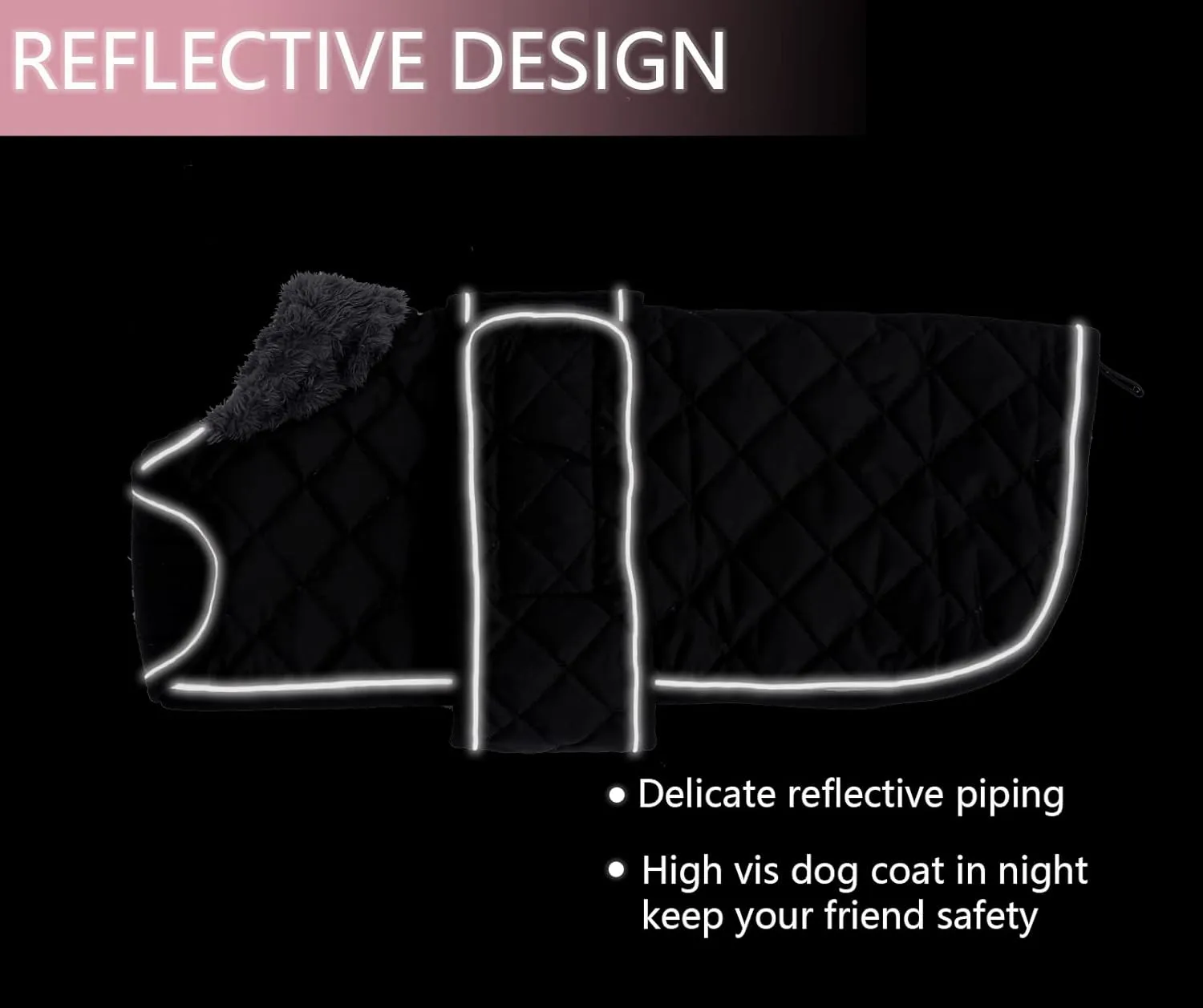 Geyecete Warm Thermal Quilted Dachshund Coat, Dog Winter Coat with Warm Fleece Lining, Outdoor Dog Apparel with Adjustable Bands for Medium, Large Dog-Black-M