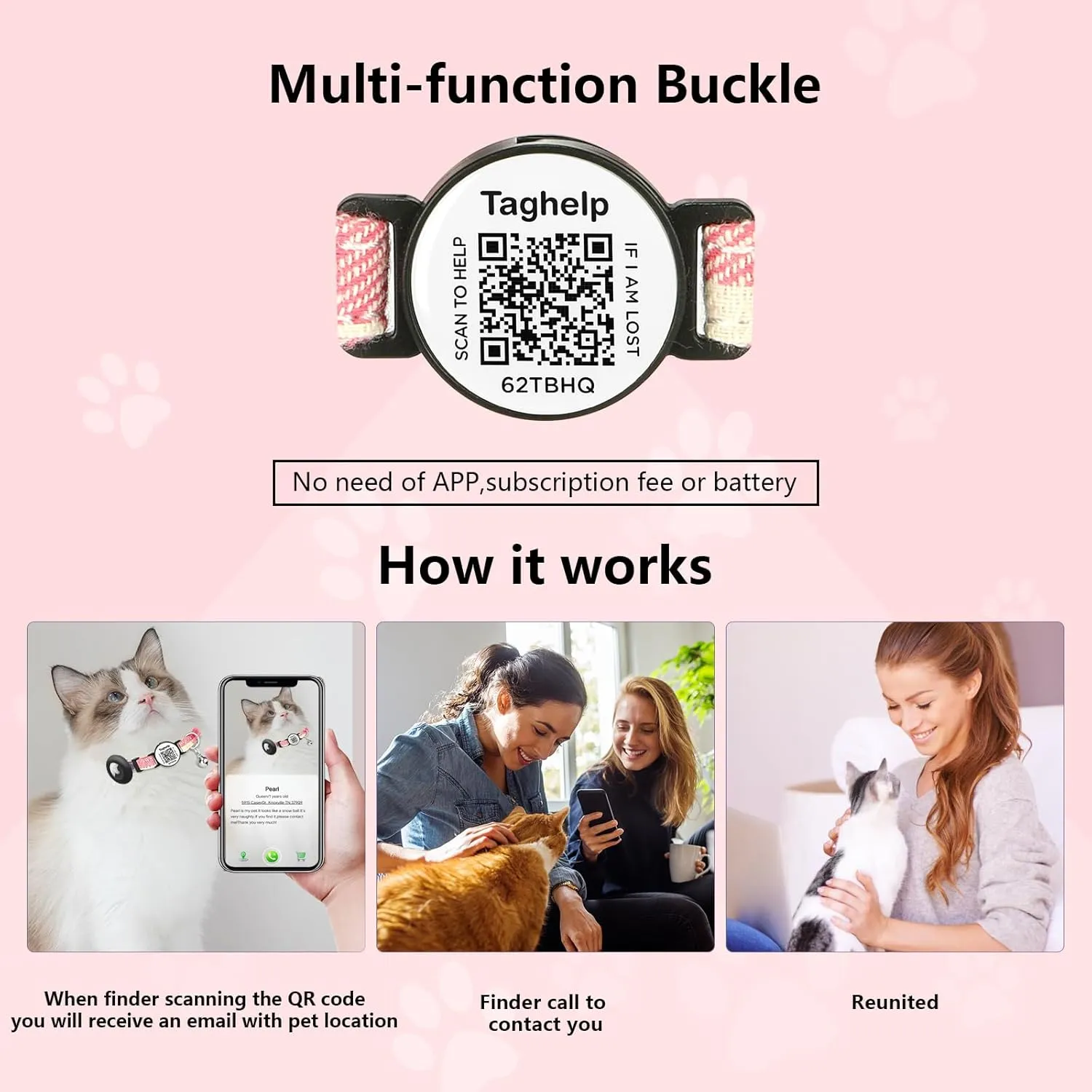 Grid Cloth Breakaway Cat Collar with Smart ID tag with AirTag Holder and Bell, Light, Adjustable,AirTag, Integrated Air Tag Cat Collar for Apple.Tracker for Girl Boy Cats Kittens (Green)
