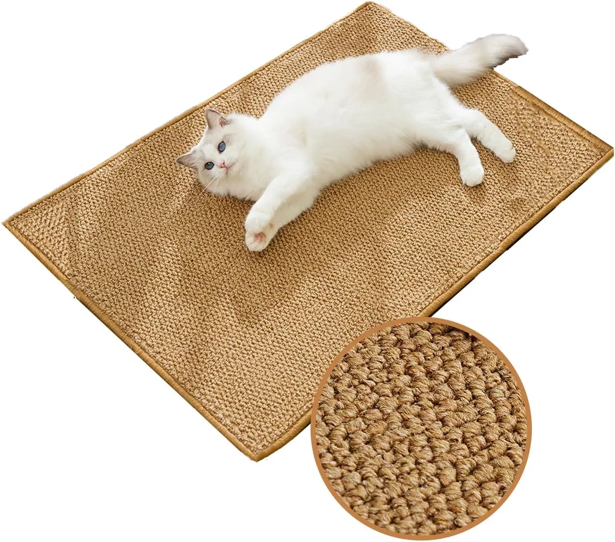 haozaikeji Cat Scratcher Mat Natural Sisal Cat Scratching Pad Cat Scratcher Sofa Protector Floor Scratching Pad Horizontal Cat Scratch Mat, Protect Couch and Carpets