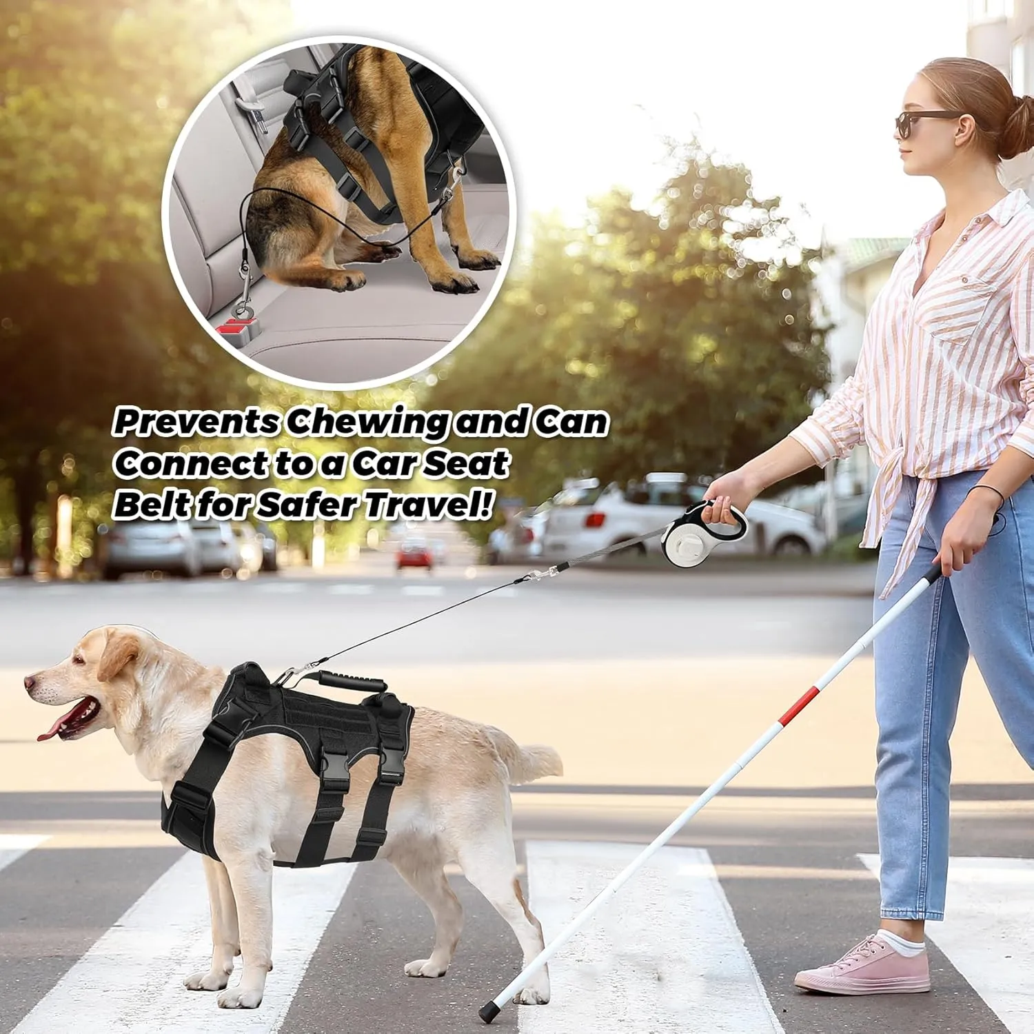 Heavy Duty No Pull Tactical Dog Harness for Large Dogs, 3Pcs Handle & Hook Metal Buckle, K9 Adjustable Reflective Military Dog Vest Harness for Working Dog Training Hunting Walking. (Black, L)