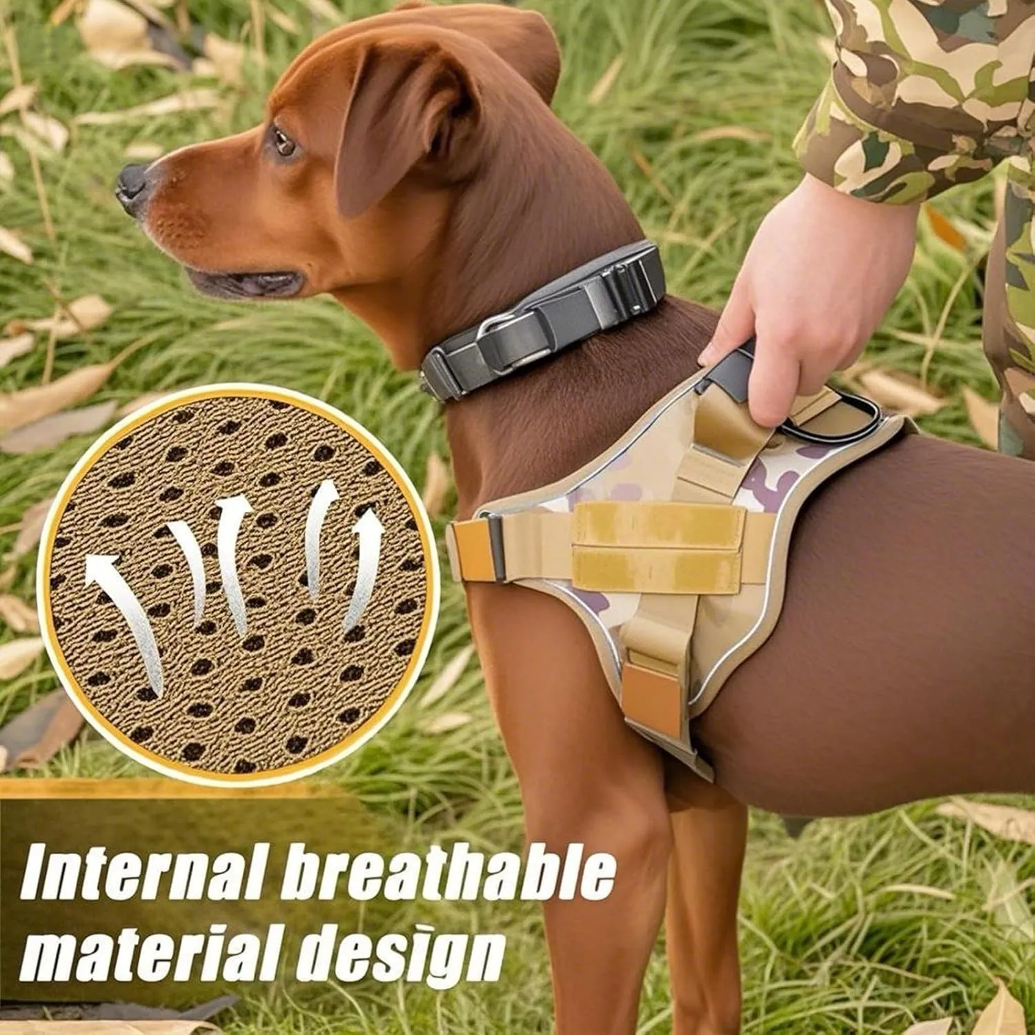 Heavy Duty Tactical Dog Harness for Dogs Adjustable Soft Padded Dog Vest with Hand Woven Pope for Working Dog Harnesses Large (Black, M)
