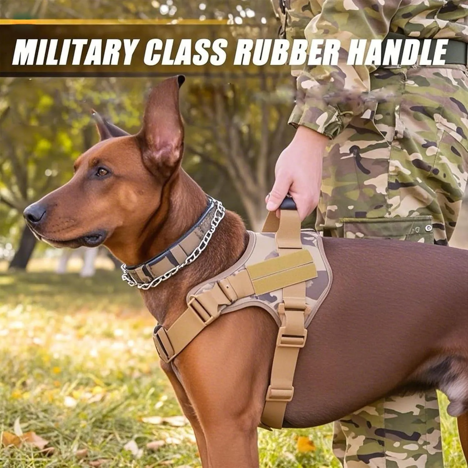 Heavy Duty Tactical Dog Harness for Dogs Adjustable Soft Padded Dog Vest with Hand Woven Pope for Working Dog Harnesses Large (Black, M)