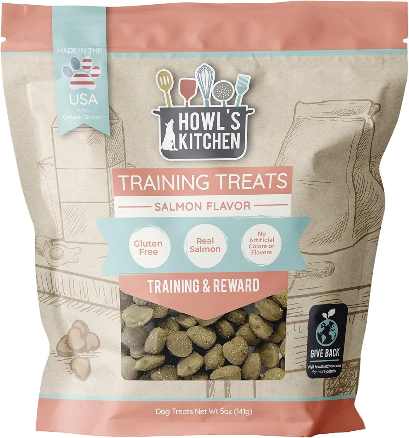 Howl's Kitchen Training Bites, 12 oz Bag, 1 Count, Real Salmon Flavor, Rawhide Free, Soft and Chewy Dog Treats for Training, for All Breed Sizes