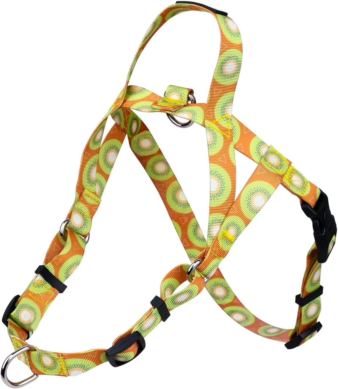 iChoue Cartoon Printed Dog Harness Leash Set No Pull Step in Adjustable Buckle for Small Medium Large - Kiwi Fruit M