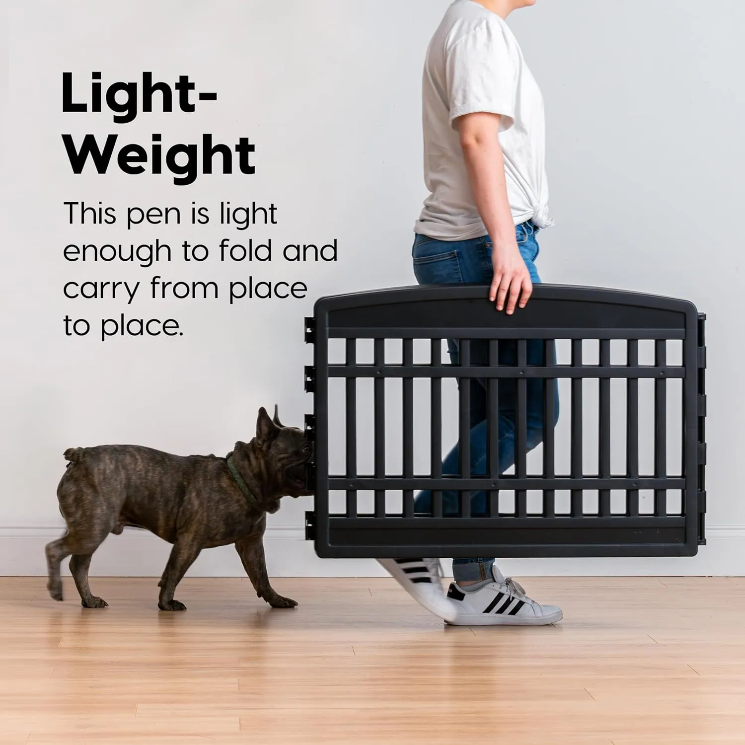 IRIS USA 24" 8-Panel Puppy Playpen, 83.5 x 83.5 x 23.63, Dog Playpen, Dog Play Pen Indoors, Pet Fence, Small Pets, Black