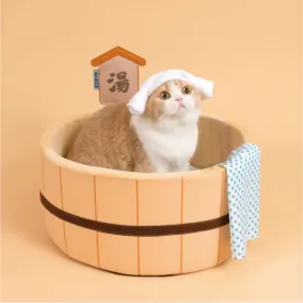 Japanese Style Cat Bed - Comfortable Cozy Warm Dog Bed - Hot Spring Nest Design - Detachable Cute Basket Basin - Thickened Plush Soft Cat Nest Mat