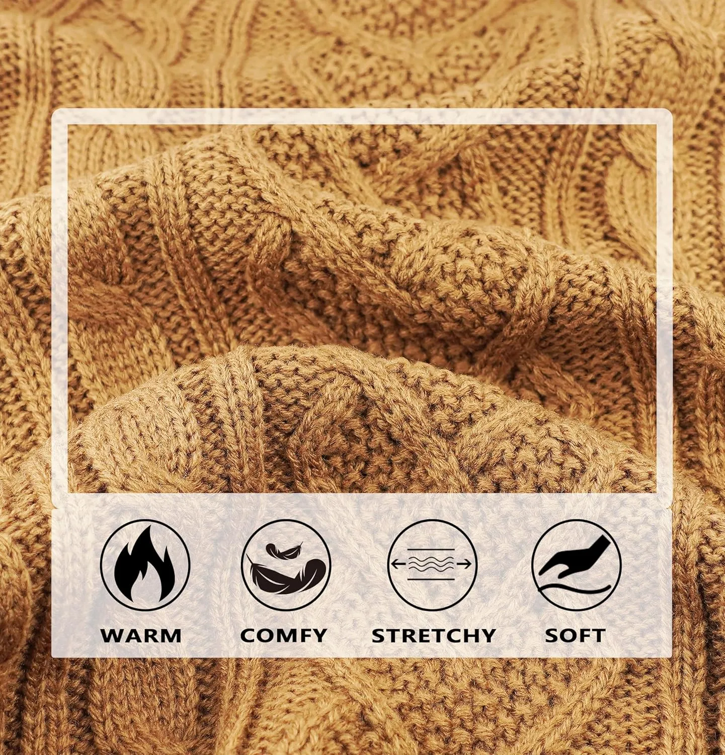 Knitted Sweater for Small Dogs - Warm Turtleneck Pullover, Fall Winter Cat Apparel (Khaki, Medium)