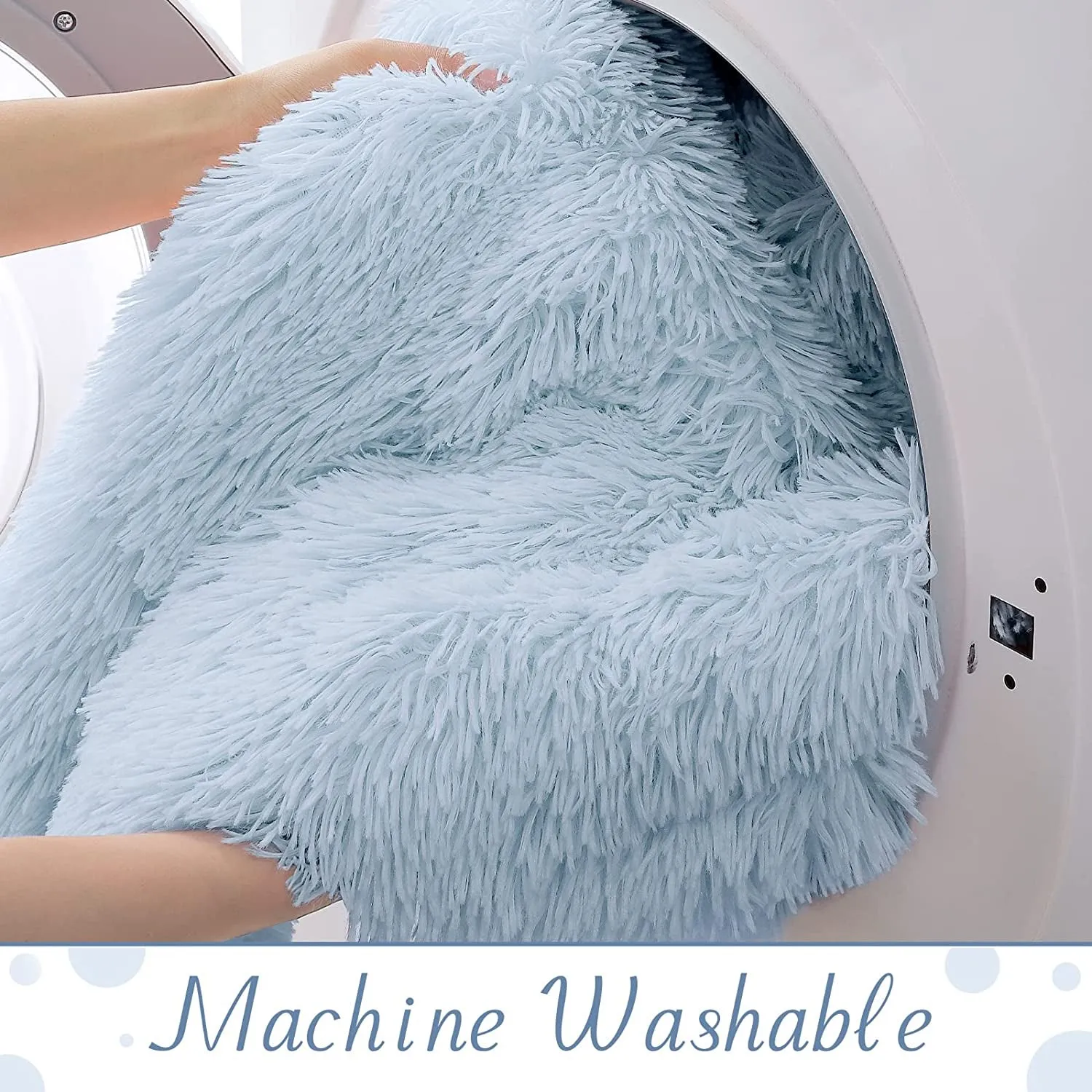 Light Blue Throw Blankets, Super Soft Shaggy Fuzzy Sherpa Blankets, Cozy Warm Lightweight Fluffy
