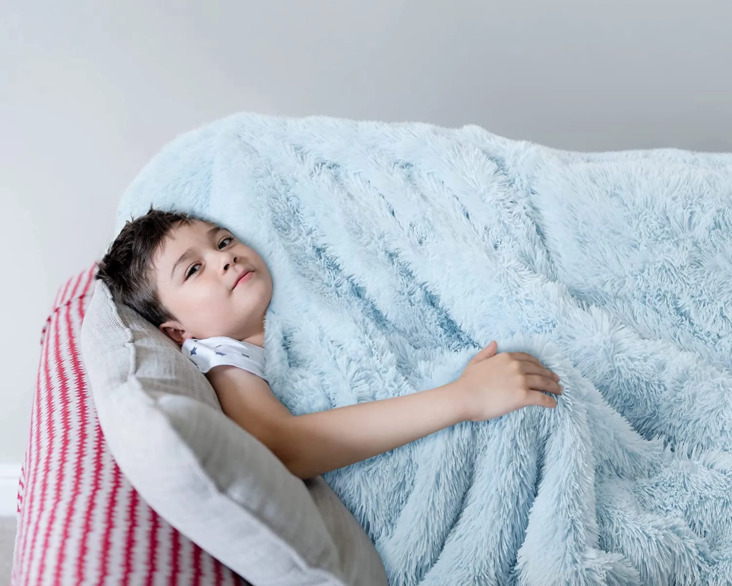 Light Blue Throw Blankets, Super Soft Shaggy Fuzzy Sherpa Blankets, Cozy Warm Lightweight Fluffy