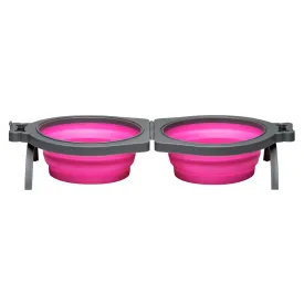 Loving Pets Pink Bella Roma Travel Double Diner Bowl